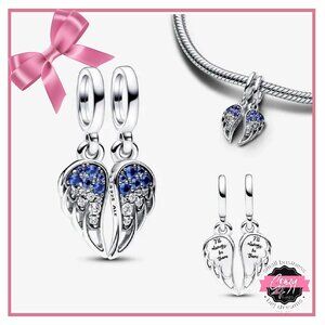 Sparkling Splitable Angel Wings Dangle Charm